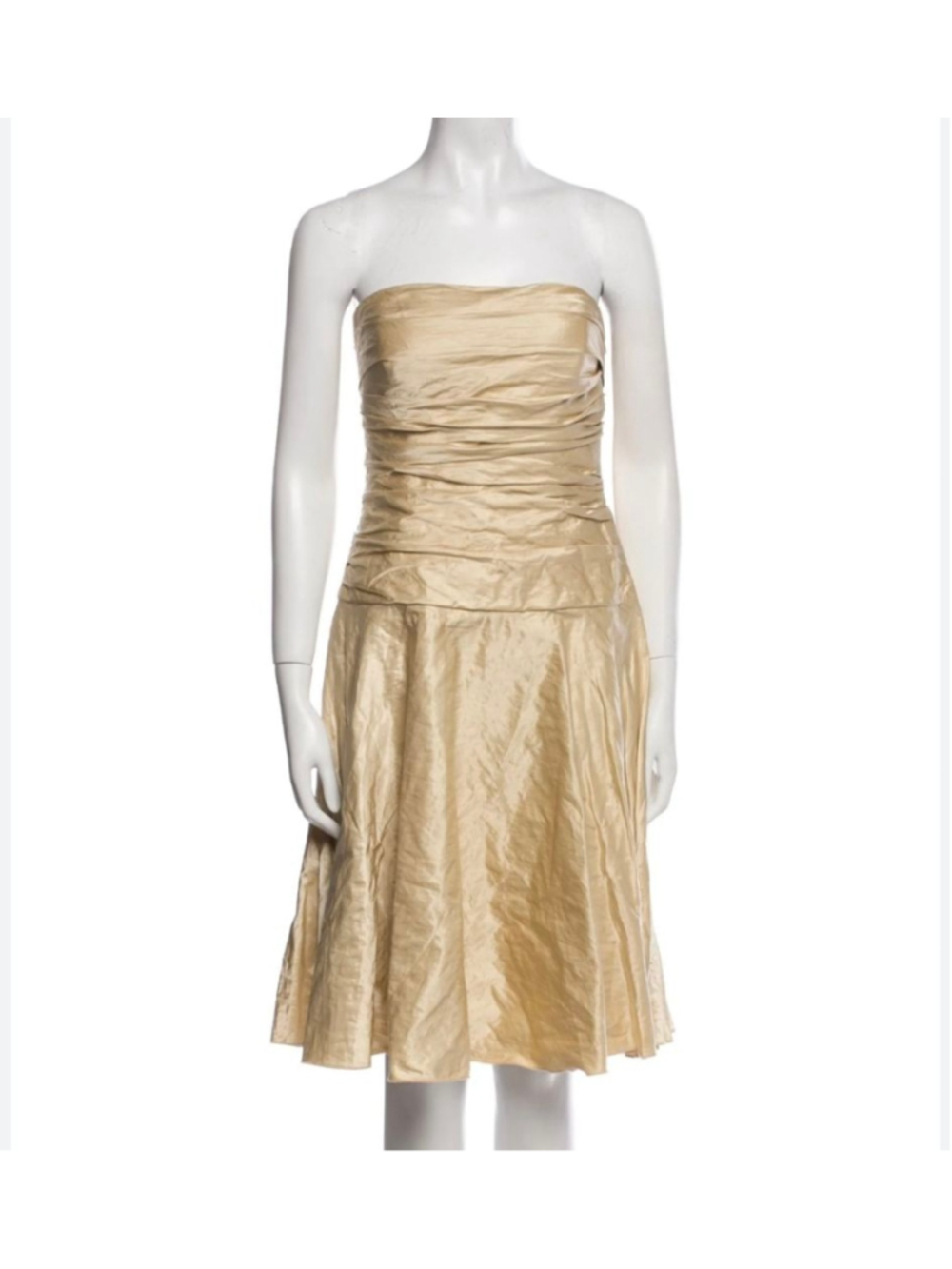 BLACK LABEL RALPH LAUREN Ruched Strapless dress size 6 champagne gold